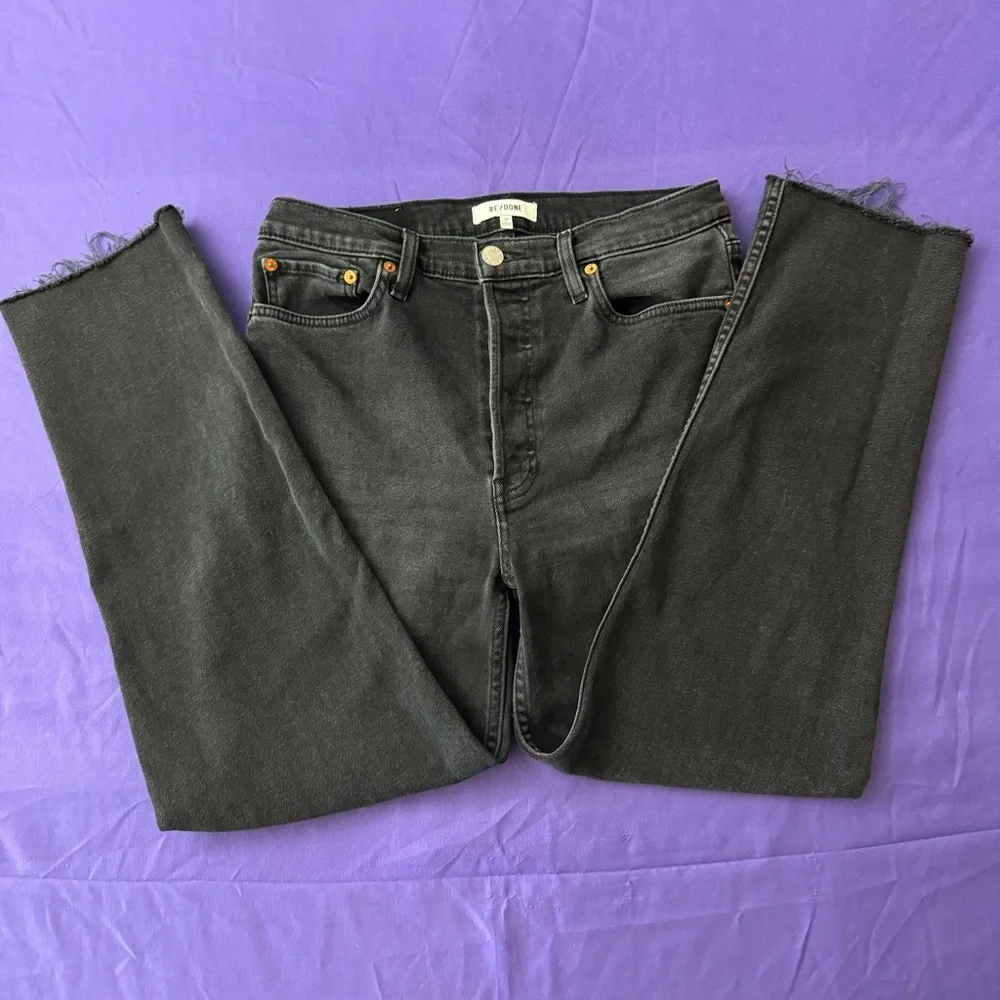Re/Done Women’s 70s Stove Pipe Jeans in Washed Noir (Black) Size‎ 29